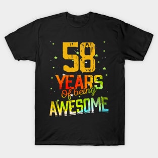 58 Years Of Being Awesome Gifts 58th Anniversary Gift Vintage Retro Funny 58 Years Birthday Men Women T-Shirt